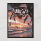Punta Cana DR Retro Seagull Souvenir tropical ポストカード (正面)