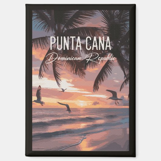 Punta Cana DR Retro Seagull Souvenir tropical マグネット (正面)