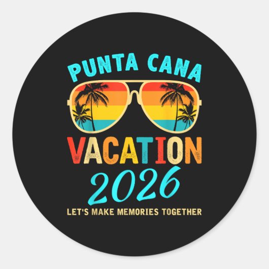 Punta Cana Trip 2026 Beach Vacation Summer Hollida ラウンドシール (正面)