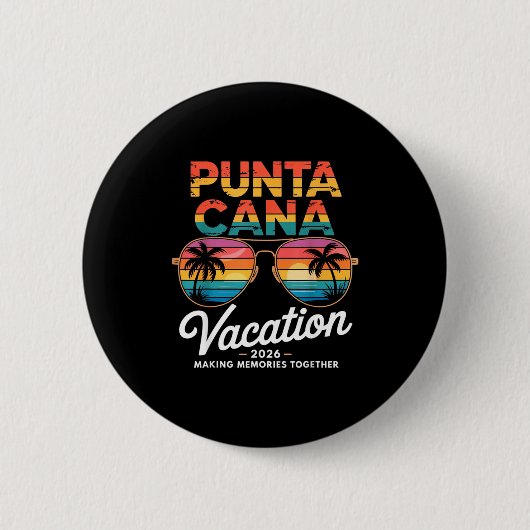 Punta Cana Vacation 2026 Making Memories Summer Be 缶バッジ (正面)