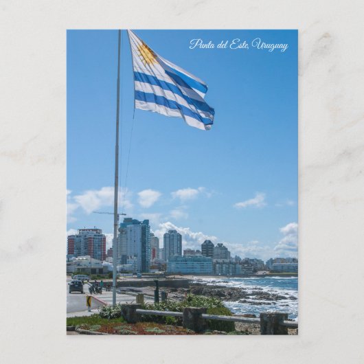 Punta del Este, Uruguay, Flag & City View ポストカード (正面)