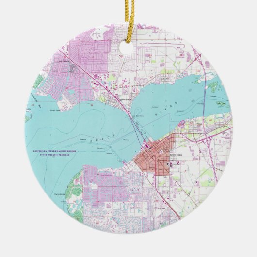 Punta Gorda及び港シャーロットフロリダMap (1957年) セラミックオーナメント (正面)