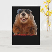 Punxsutawneyのキツネザル愛好家とモモンガファン カード (黄色い花)