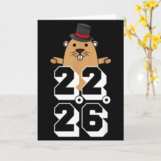 Punxsy Phils Cute Groundhog Day Feb 2nd 2026 Holid カード (黄色い花)