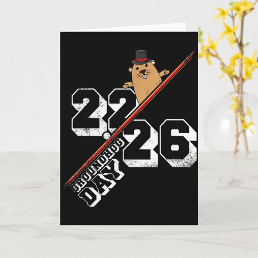 Punxsy Phils Cute Groundhog Day February 2nd 2026  カード (黄色い花)