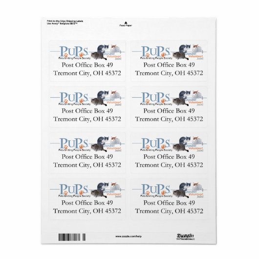 PUP差出人住所ラベル ラベル (フルシート)