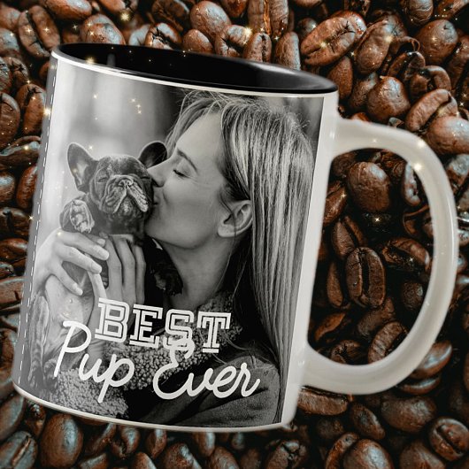 Pup最高の Ever Stitchモダン Pet Puppy写真 ツートーンマグカップ