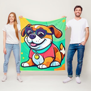 Pup Cartoonクールスタイルアートワーク フリースブランケット