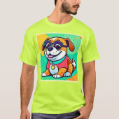 Pup Cartoonクールスタイルアートワーク Tシャツ (正面)