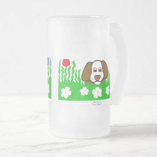 Pup N大き遊なすりガラス製マグカップ フロストグラスビールジョッキ