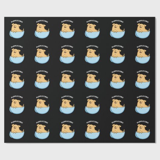 Pup-puccinoドギーおもしろいカプチーノプンダークBG ラッピングペーパー (フラット)