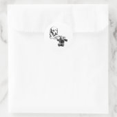 Pup with Teddy Bear | Dog Art Sticker ラウンドシール (バッグ)