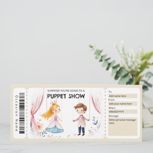 Puppet Show Gift Certificate 招待状 (スタンド正面)