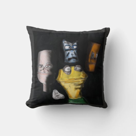 Puppets in the dark ( Erica Crooks puppet art ) クッション (正面)