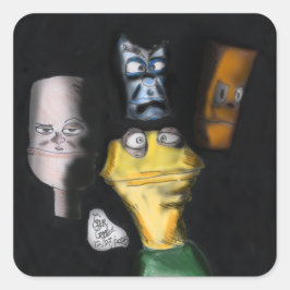 Puppets in the dark ( Erica Crooks puppet art ) スクエアシール