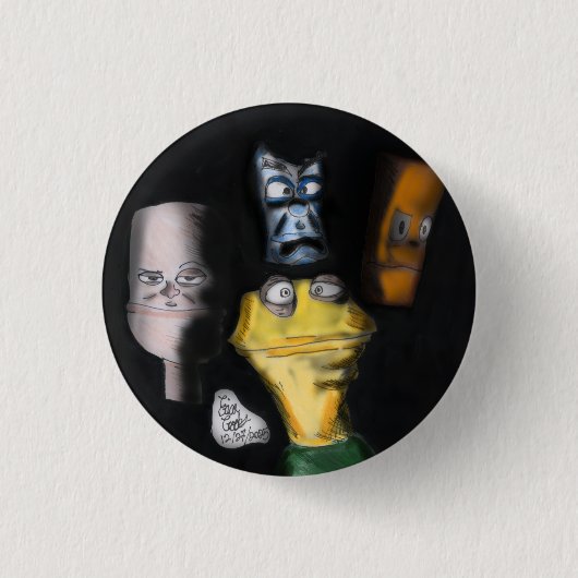 Puppets in the dark ( Erica Crooks puppet art ) 缶バッジ (正面)