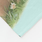 Puppies and Butterflies on Blue フリースブランケット (角)