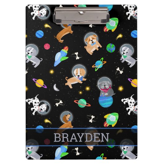 Puppies In Space Watercolor Dog Astronauts クリップボード (正面)