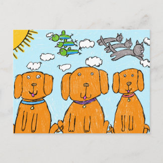 "Puppies in the Sun" Happy Postcard ポストカード
