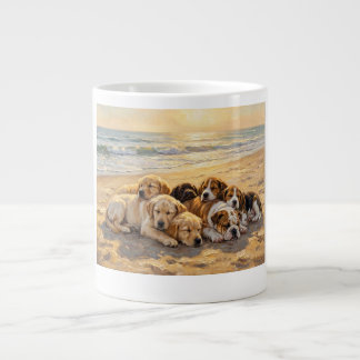 Puppies On The Beach T-shirt ジャンボコーヒーマグカップ
