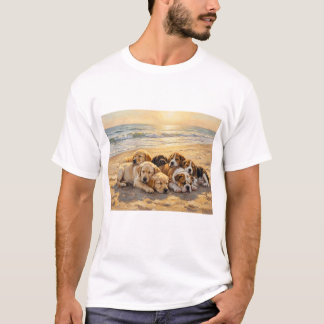 Puppies On The Beach T-shirt Tシャツ