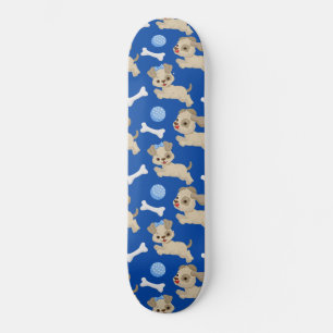 Puppies White Dog Bones Blue Ball Animal Lover スケートボード