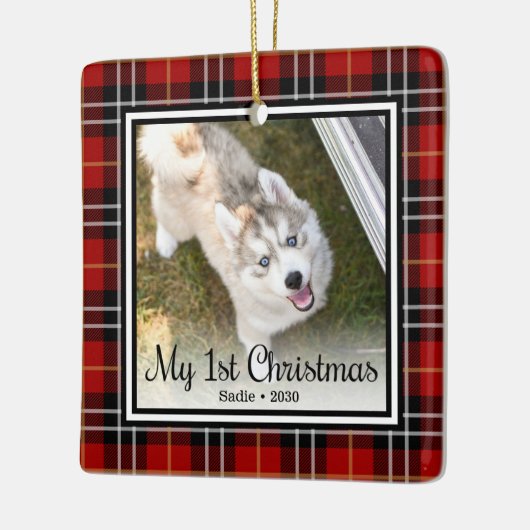 Puppyの第1回クリスマス2写真 セラミックオーナメント (左)