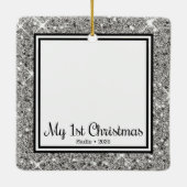 Puppyの第1回クリスマス2写真 セラミックオーナメント (裏面)