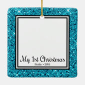 Puppyの第1回クリスマス2写真 セラミックオーナメント (裏面)