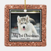 Puppyの第1回クリスマス2写真 セラミックオーナメント (裏面)