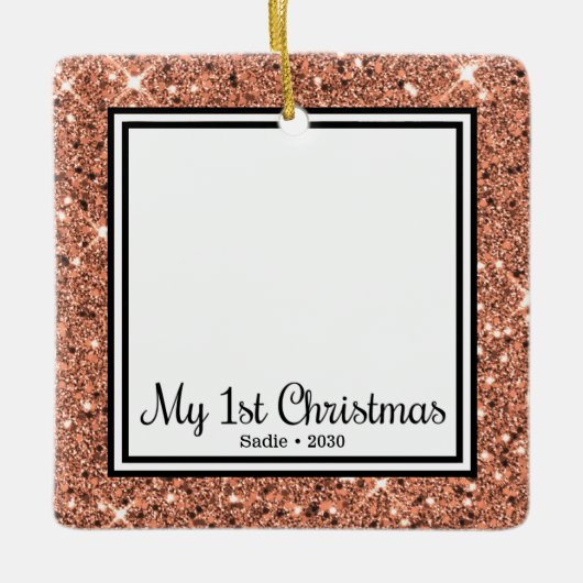 Puppyの第1回クリスマス2写真 セラミックオーナメント (正面)