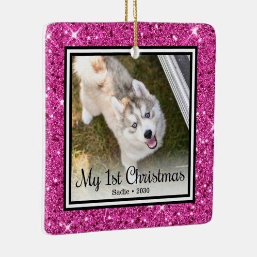 Puppyの第1回クリスマス2写真 セラミックオーナメント (右)