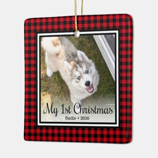 Puppyの第1回クリスマス2写真 セラミックオーナメント (左)