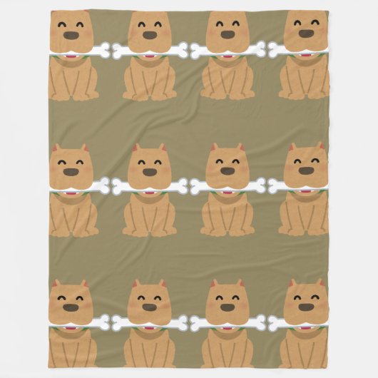 Puppy and Bone Pattern フリースブランケット (正面)
