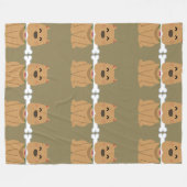 Puppy and Bone Pattern フリースブランケット (正面(横))