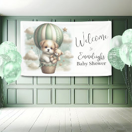 Puppy Bear Adventure Balloon Baby Shower Welcome 横断幕