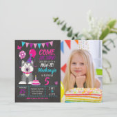 Puppy Birthday Invitation Girl Paw-ty Husky 招待状 (スタンド正面)