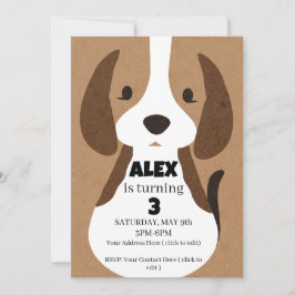 Puppy Birthday Party Invitation  Boys | Editable 招待状