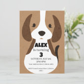 Puppy Birthday Party Invitation  Boys | Editable 招待状 (スタンド正面)