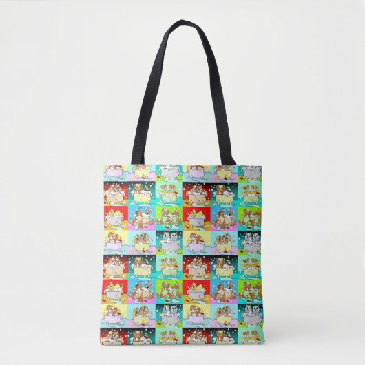Puppy Bubble Bath Patterns Bag トートバッグ (正面)