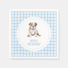 Puppy bulldog preppy plaid birthday スタンダードカクテルナプキン
