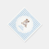 Puppy bulldog preppy plaid birthday スタンダードカクテルナプキン (角)