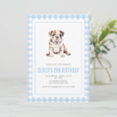 Puppy bulldog preppy plaid birthday 招待状 (スタンド正面)