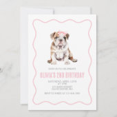 Puppy bulldog preppy plaid birthday invitation 招待状 (正面)