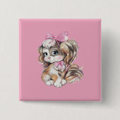 Puppy Button 缶バッジ (正面)