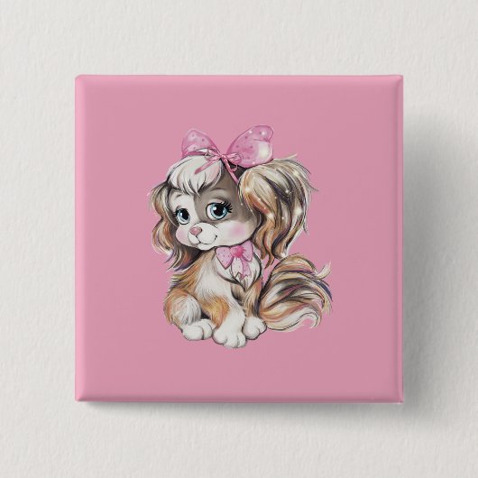 Puppy Button 缶バッジ (正面)