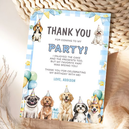 Puppy Calling All Pawty Animals Birthday  サンキューカード