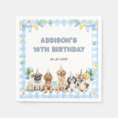 Puppy Calling All Pawty Animals Birthday スタンダードカクテルナプキン (正面)