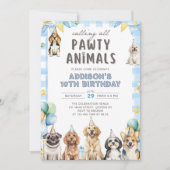 Puppy Calling All Pawty Animals Birthday 招待状 (正面)