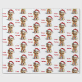 Puppy Dog Christmas Lights Personalize Name Santa ラッピングペーパー (フラット)
